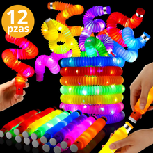 Cargar imagen en el visor de la galería, Pop Tubes Led Fidget Juguete Antiestrés 12pzas.