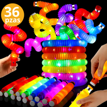 Cargar imagen en el visor de la galería, Pop Tubes Led Fidget Juguete Antiestrés 36pzas.