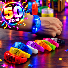 Cargar imagen en el visor de la galería, Pulseras Led Audiorítmicas 50pzas | Para Conciertos Festivales Boda Fiesta Xv Años Graduaciones Batucada