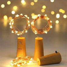 Cargar imagen en el visor de la galería, Series de luces led de alambre con corcho 2mts de pilas 5pzas