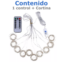Cargar imagen en el visor de la galería, Series de Luces led de alambre Cortina 3x3mts multicolor con control remoto