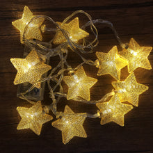 Cargar imagen en el visor de la galería, Series de Luces Led Estrellas Doradas Metálicas  2mts
