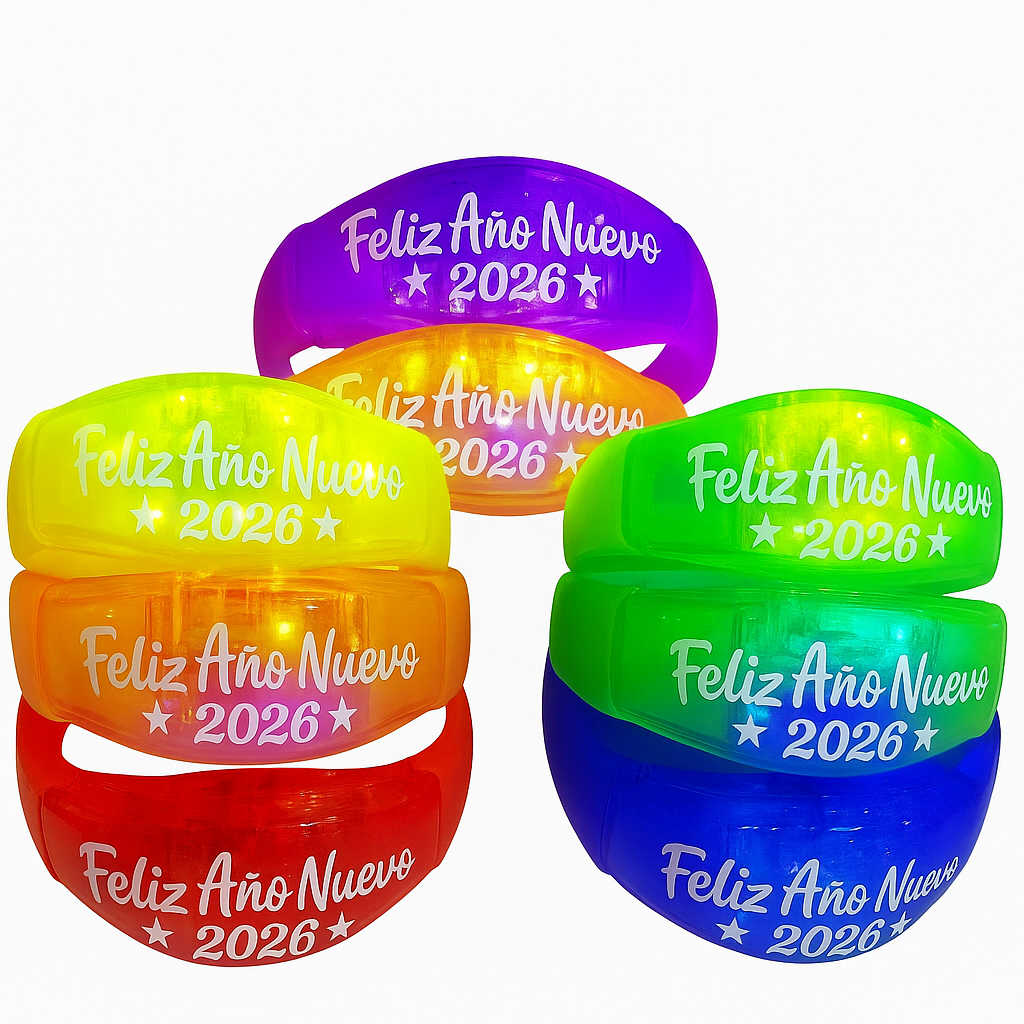 Pulseras Led Audiorítmicas Prediseñadas Año Nuevo 2026 30pzas