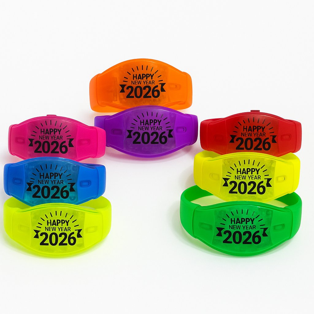 Pulseras Led Audiorítmicas Prediseñadas Año Nuevo 2026 30pzas