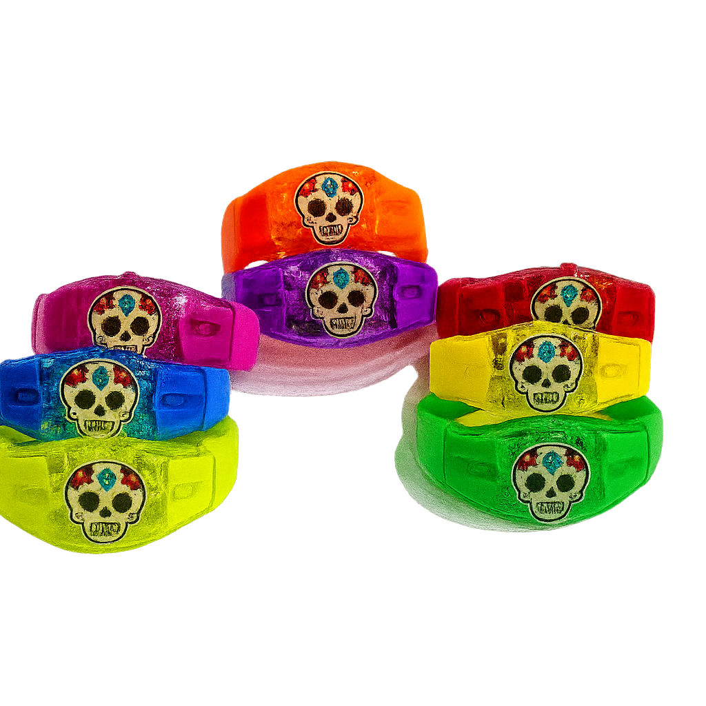 Pulseras Led Audiorítmicas Prediseñadas Día de Muertos Catrinas 30pzas
