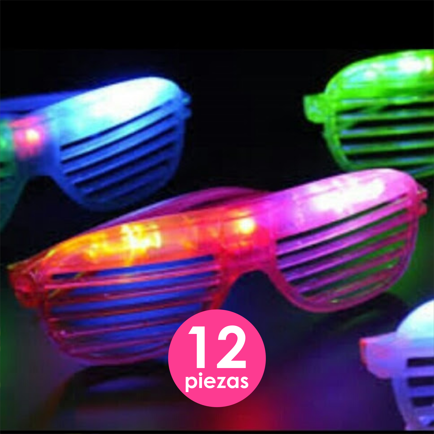 Set de 12 gafas con ranuras para fiesta y luces LED destellante multicolor  para fiesta, 12 unidades (los colores pueden variar)