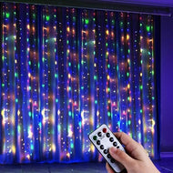 Series de Luces led de alambre Cortina 3x3mts multicolor con control remoto