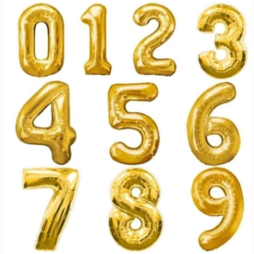Globos Metálicos Dorados de Números del 0 al 9 34